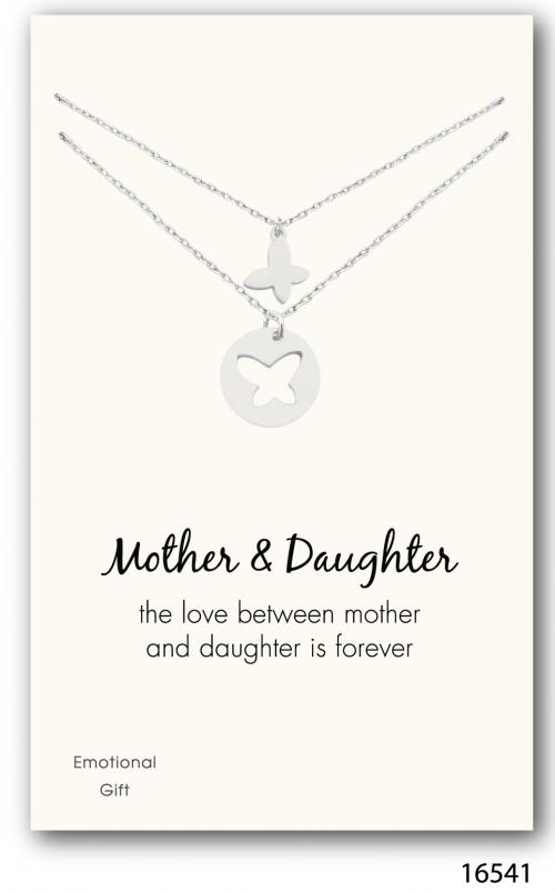 2 mother and daughter butterflies silver pendent